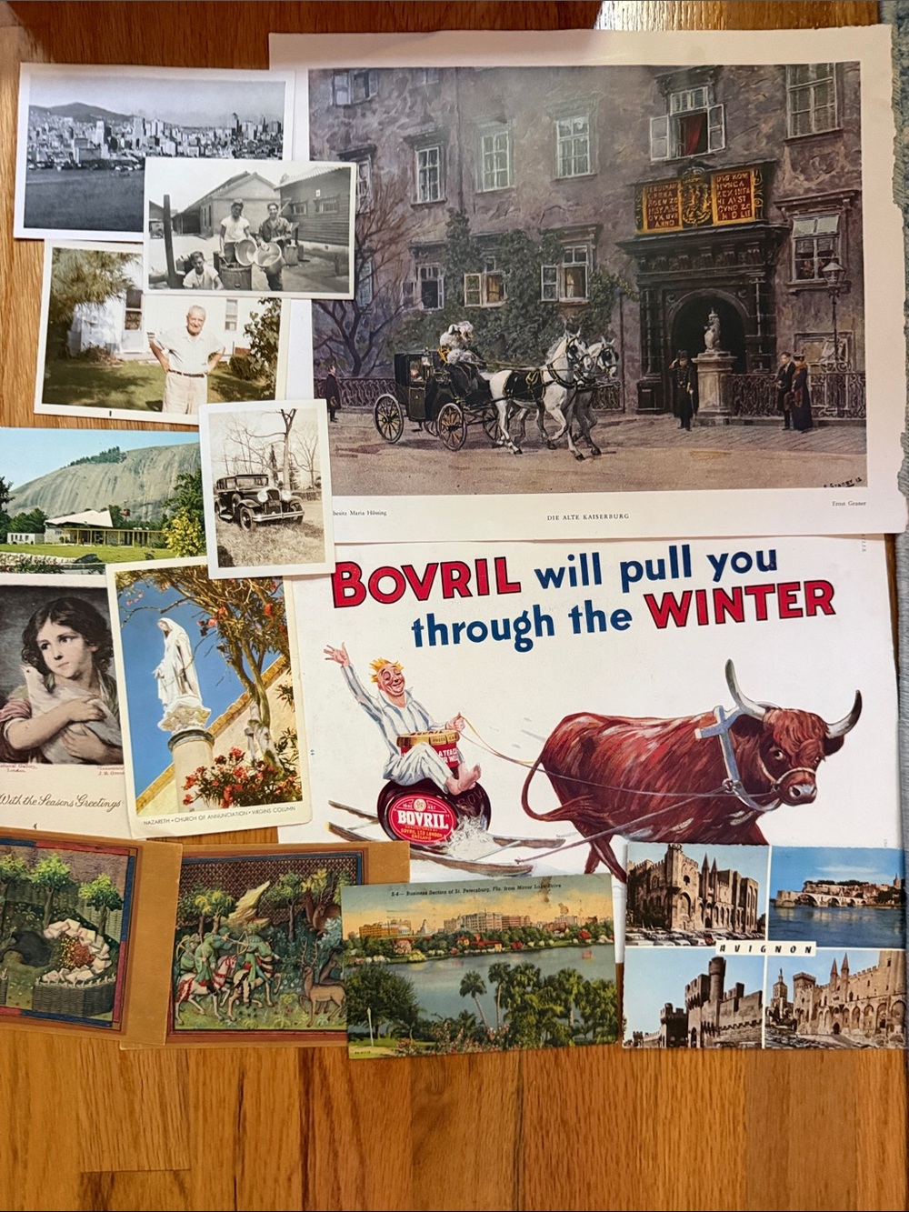 Vintage Mixed-Media ephemera postcard artwork old photos